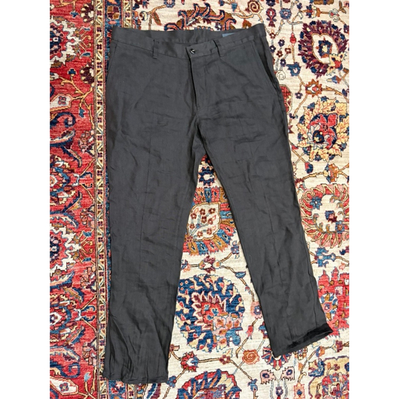 John Varvatos Brown Linen Blend Flat Front Pants Mens 34R Made in Portugal